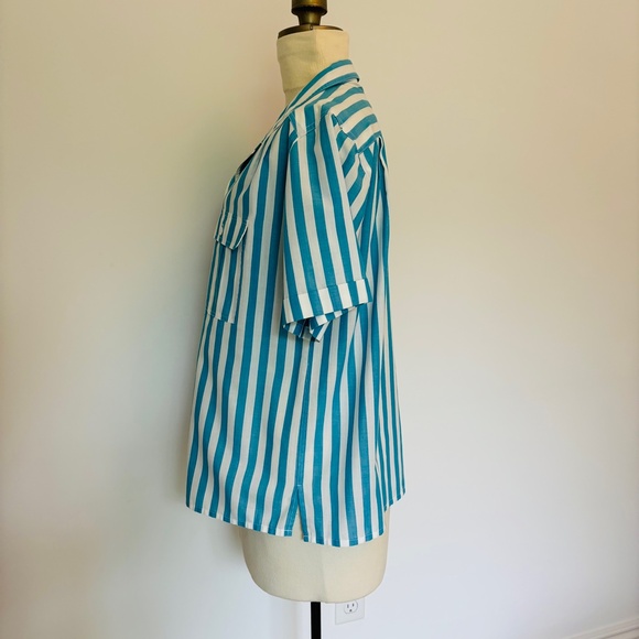 Vintage woven cotton striped button up shirt - Picture 2 of 7